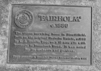 'Fairholm' brass plaque installed on naturestrip outside the former house 'Fairholm' c.1880. Erected 2000